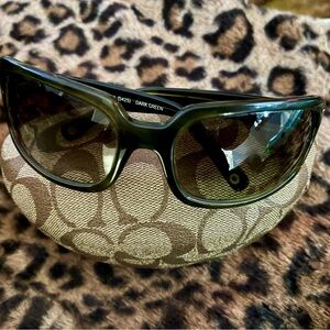 Coach Green Sunglasses with Gold Logo Accents 
Case Included